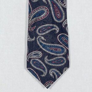 Reed St James Vintage Paisley Wide Tie Navy Blue Red 4" x 58.5"